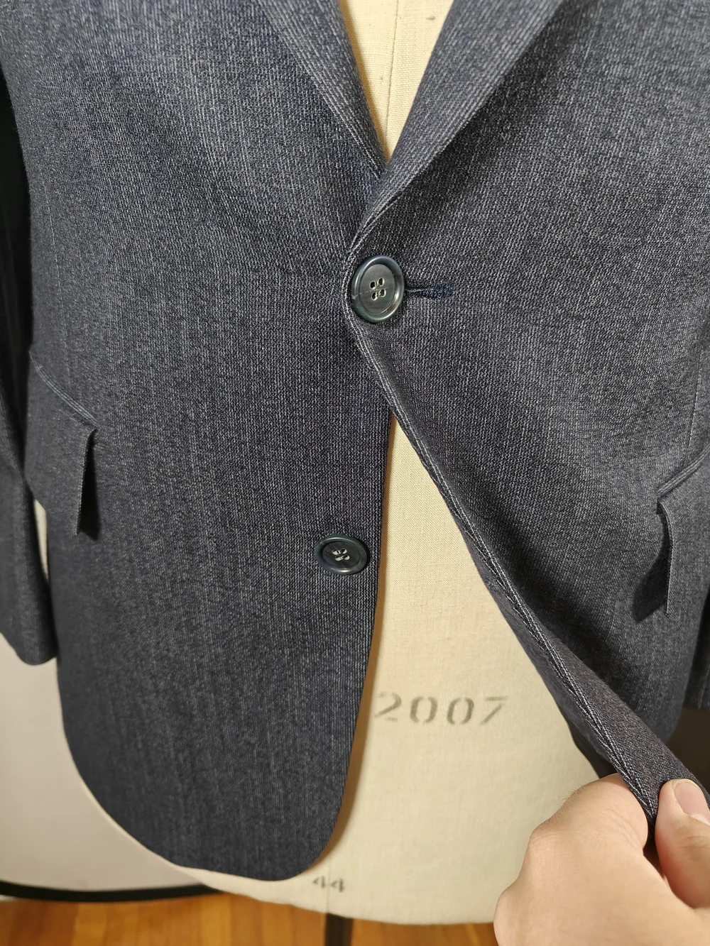 Vintage Cartier Grodins Mens 40R Dark Navy Pincord Textured Blazer Sport Coat